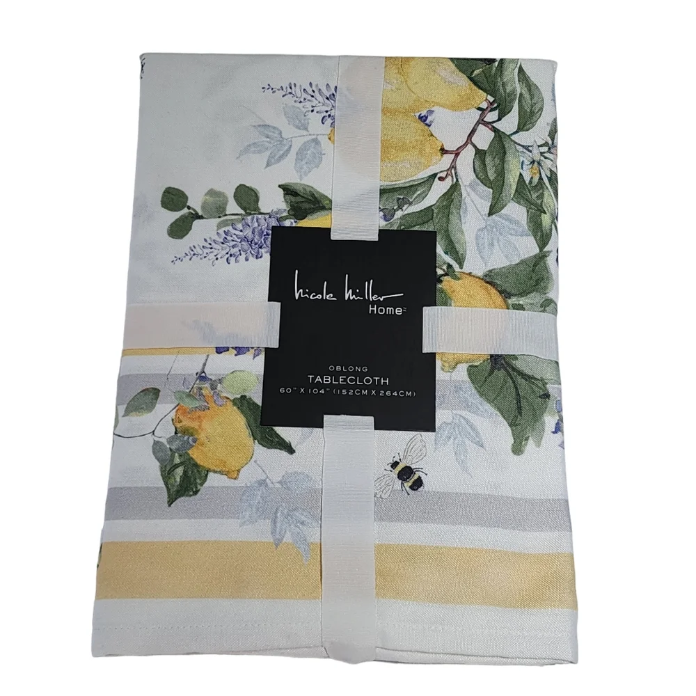Nicole Miller Home‎ Lemons And Flowers Shabby Chic Tablecloth 60x104 Oblong